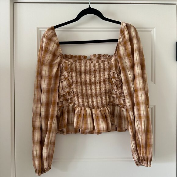 Square neck plaid top - Picture 5 of 6